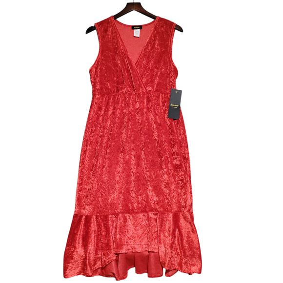 Espresso Womens Red Velour Dress Size Large Sleeveless V-Neck Mermaid Valentines - Picture 1 of 12